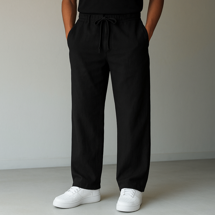 Lightweight and breathable linen pants for men, perfect for smart-casual summer outfits.