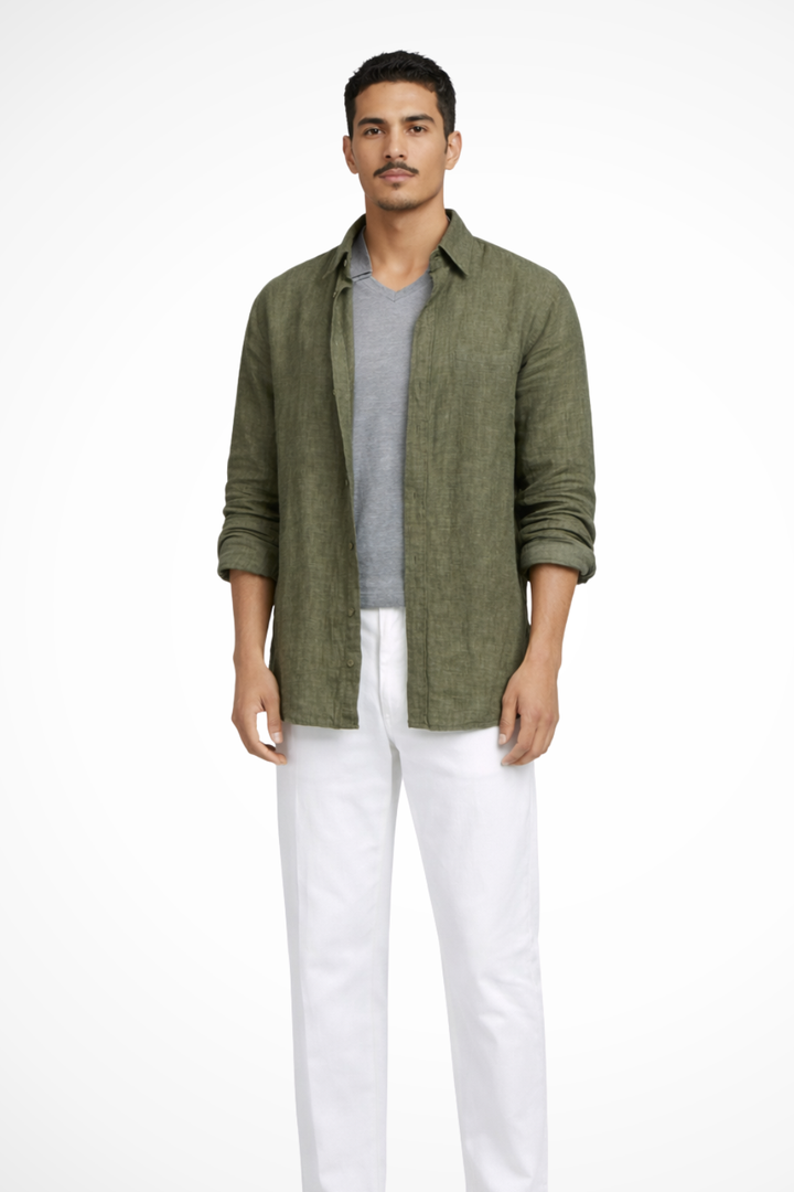 Men's relaxed fit long sleeve button-down shirt, perfect for casual or smart casual everyday wear.