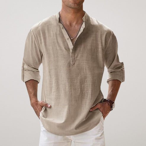 Men's relaxed fit long sleeve button-up shirt in a breathable fabric, perfect for casual everyday wear.