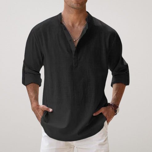 Effortless men's relaxed fit long sleeve shirt, offering casual style and comfort for summer & everyday fashion.