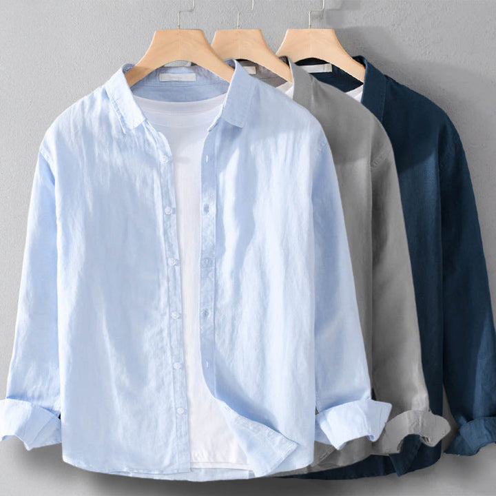 Soft men's long sleeve casual shirt, relaxed fit, button-down, a versatile top for men's fashion.