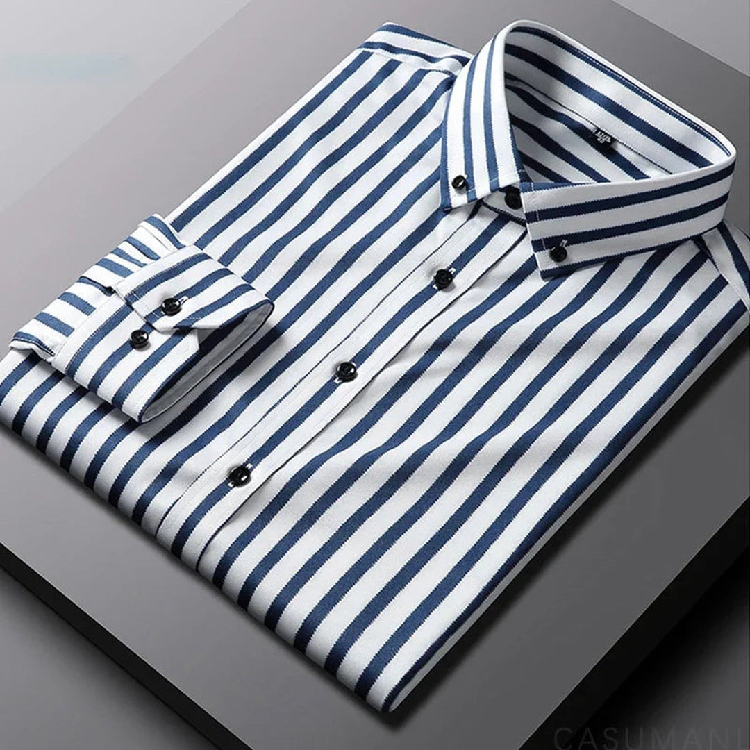 Stylish men's striped casual shirt. Relaxed fit button-down for effortless everyday fashion & smart casual looks.