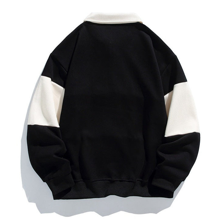 Men's relaxed fit long sleeve polo sweatshirt. Perfect for casual outings, comfort, and everyday style.