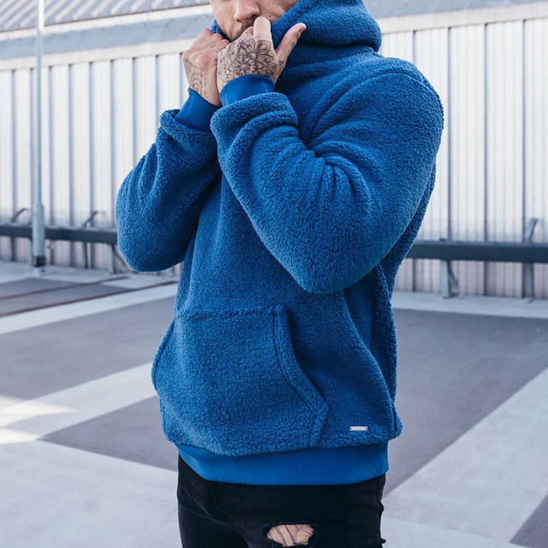 Menswear sherpa hoodie, a comfortable pullover designed for ultimate relaxation.