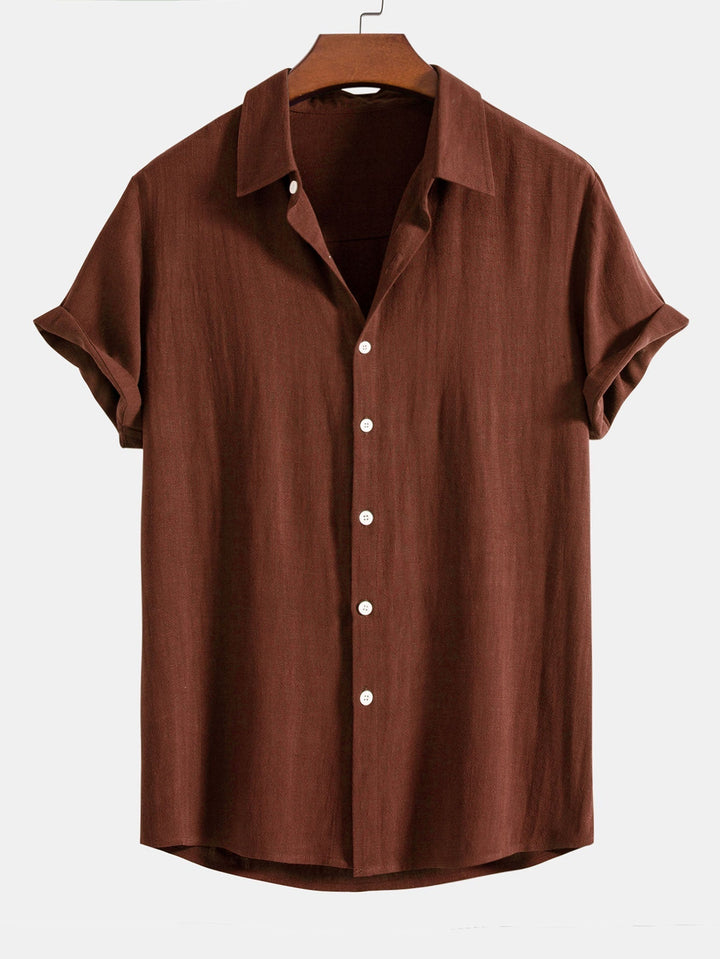 Men's relaxed fit short sleeve button front shirt, perfect for casual summer style & everyday wear.