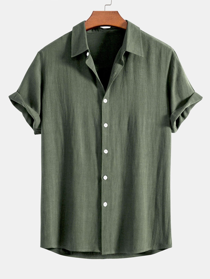 Comfortable men's relaxed fit short sleeve button front shirt, an essential for smart casual summer style.