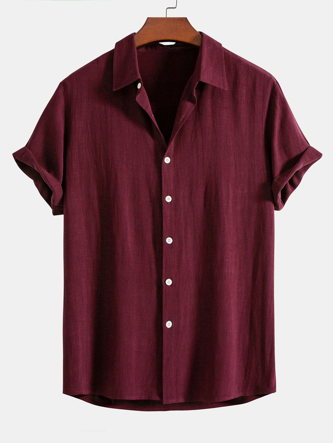 Breathable men's relaxed fit short sleeve button front shirt, ideal for comfortable summer fashion & travel.