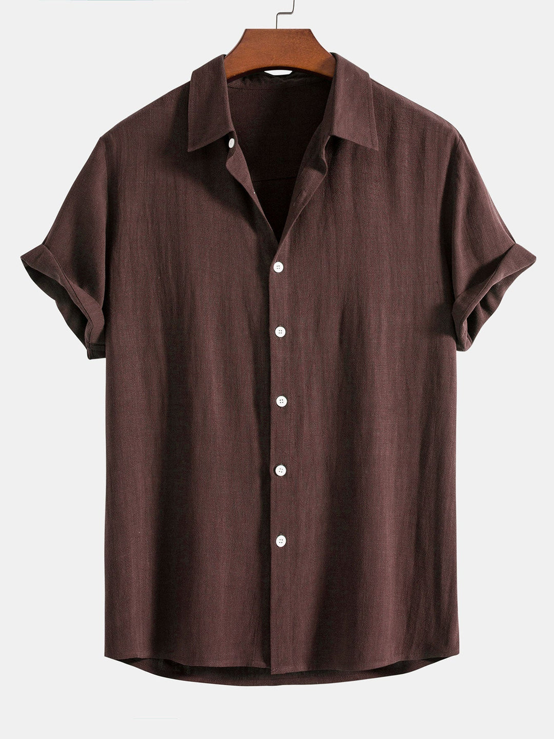 Casual men's short sleeve button front shirt, relaxed fit, perfect for laid-back summer days or smart casual events.