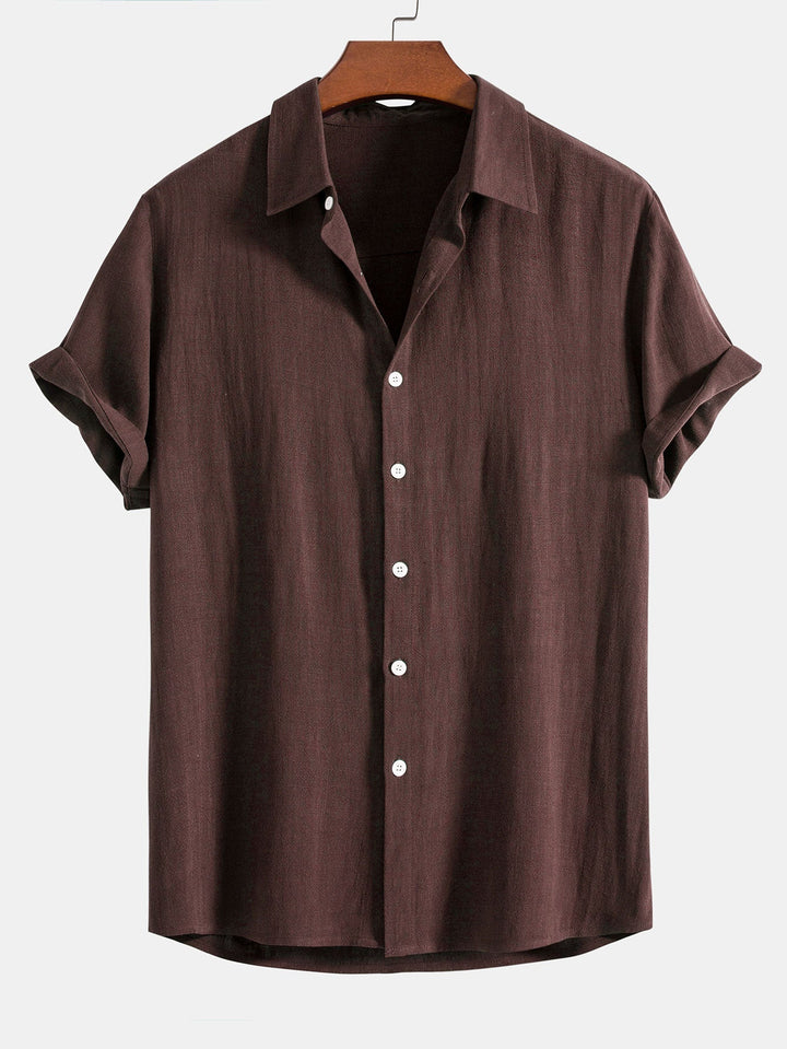 Casual men's short sleeve button front shirt, relaxed fit, perfect for laid-back summer days or smart casual events.