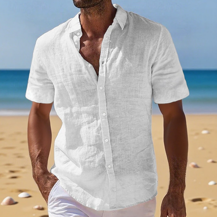 Relaxed fit men's short sleeve shirt for summer. Breathable, comfortable, and perfect for casual everyday wear.