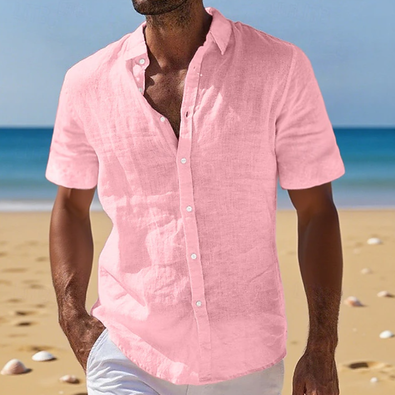 Men's short sleeve summer shirt. Relaxed fit, lightweight, breathable, and comfortable for casual wear.