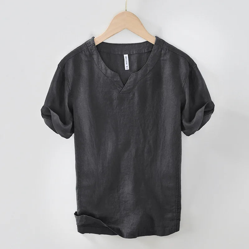 Men's relaxed fit short sleeve V-neck henley top in a comfortable fabric. Great for casual and smart-casual looks.