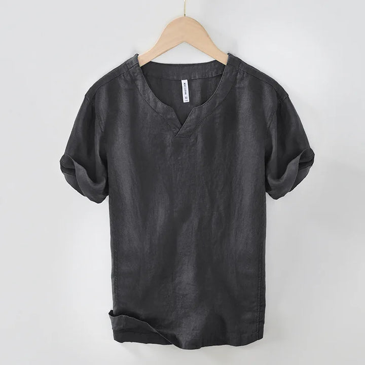 Men's relaxed fit short sleeve V-neck henley top in a comfortable fabric. Great for casual and smart-casual looks.