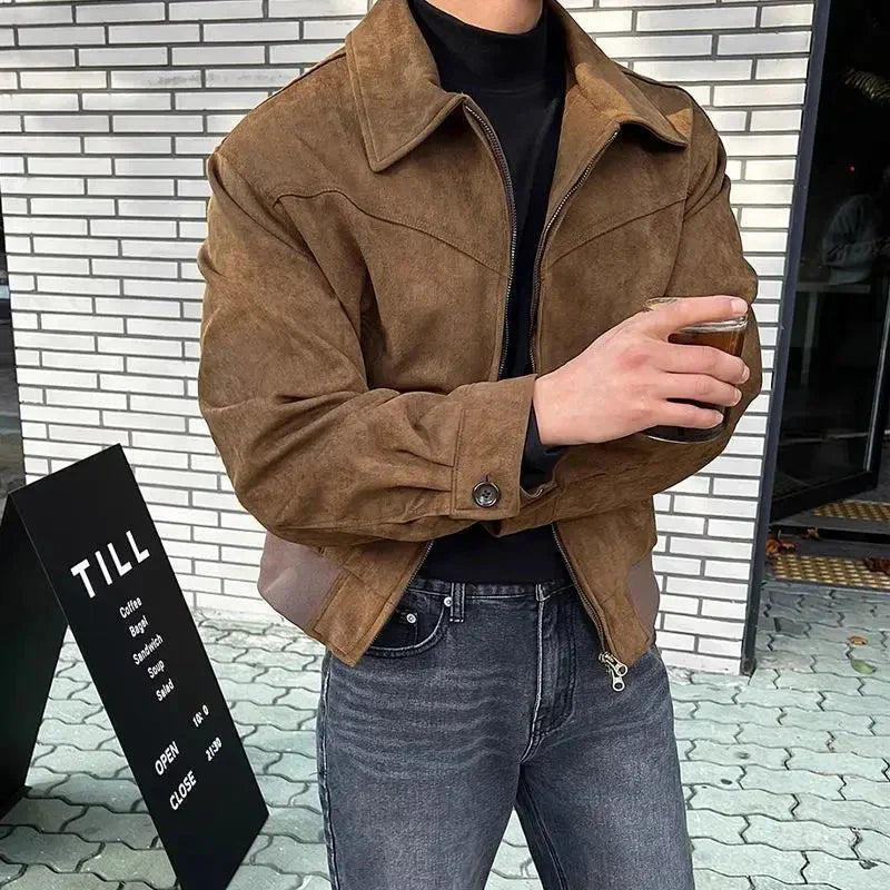 Men's relaxed fit suit jacket, ideal for smart casual spring & autumn wear. Versatile solid color blazer for everyday style.