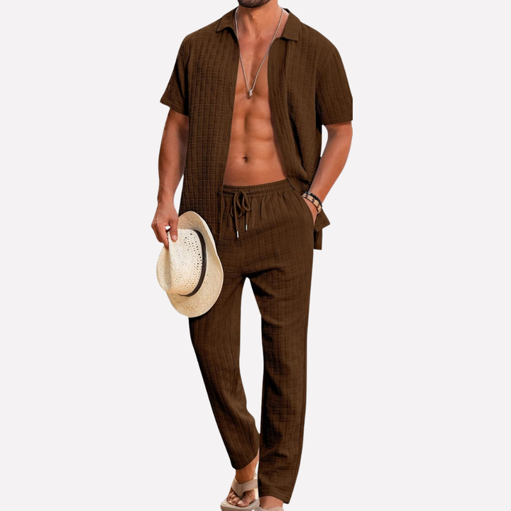 Stylish men's summer casual co-ord outfit for holiday and vacation wear.