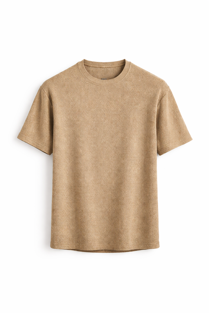 Comfortable men's textured short sleeve tee with a relaxed fit, perfect for versatile summer casual fashion.