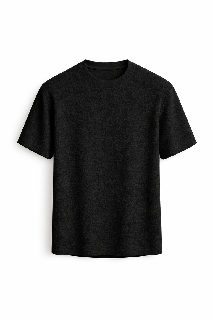 Stylish men's textured short sleeve t-shirt, featuring a relaxed fit for everyday comfort and summer style.