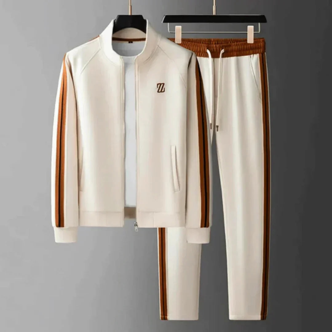 Stylish men's matching tracksuit set with a relaxed fit, great for casual outings & ultimate comfort.