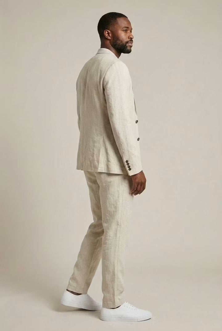 Stylish men's relaxed fit suit set, perfect for work attire, formal events, or smart casual summer style.