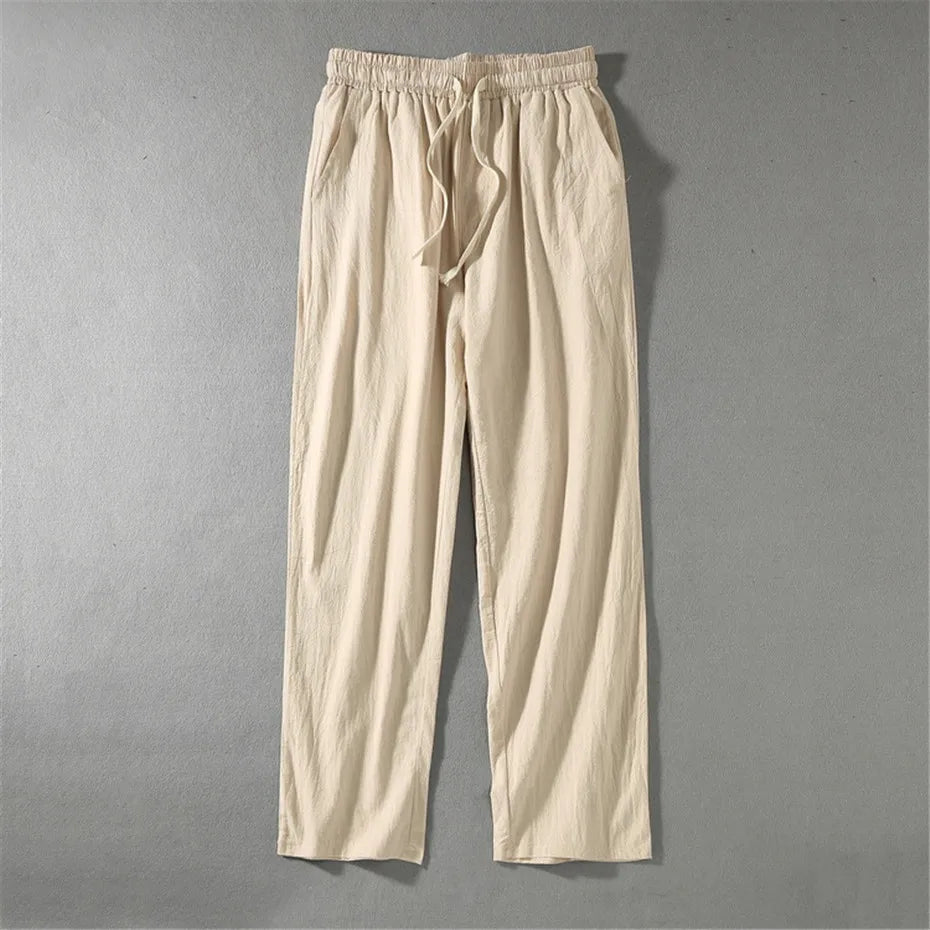 Men's Relaxed Linen Trousers with Drawstring Waist