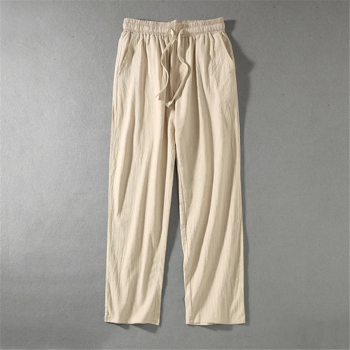 Men's Relaxed Linen Trousers with Drawstring Waist