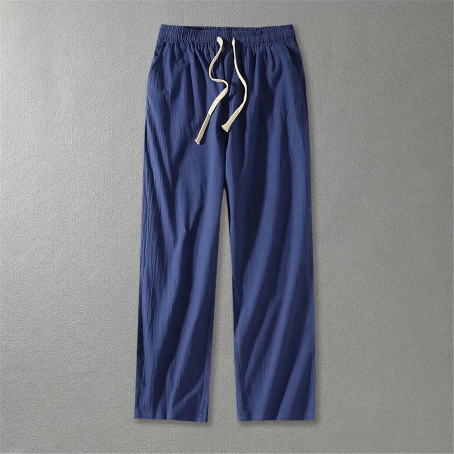 Men's Relaxed Linen Trousers with Drawstring Waist