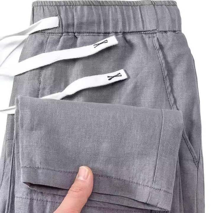 Men's Relaxed Linen Trousers with Drawstring Waist