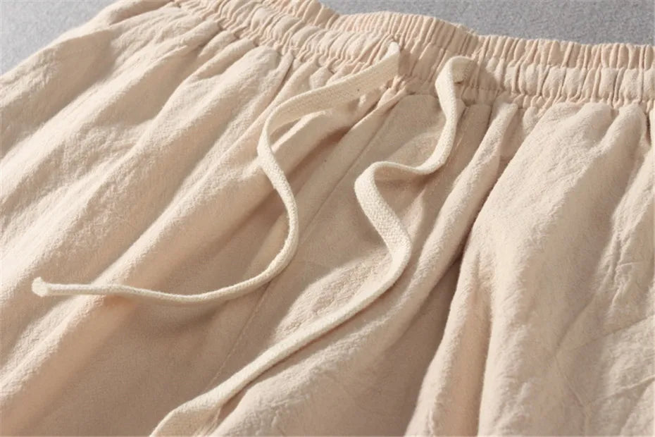 Men's Relaxed Linen Trousers with Drawstring Waist