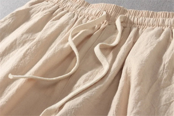Men's Relaxed Linen Trousers with Drawstring Waist