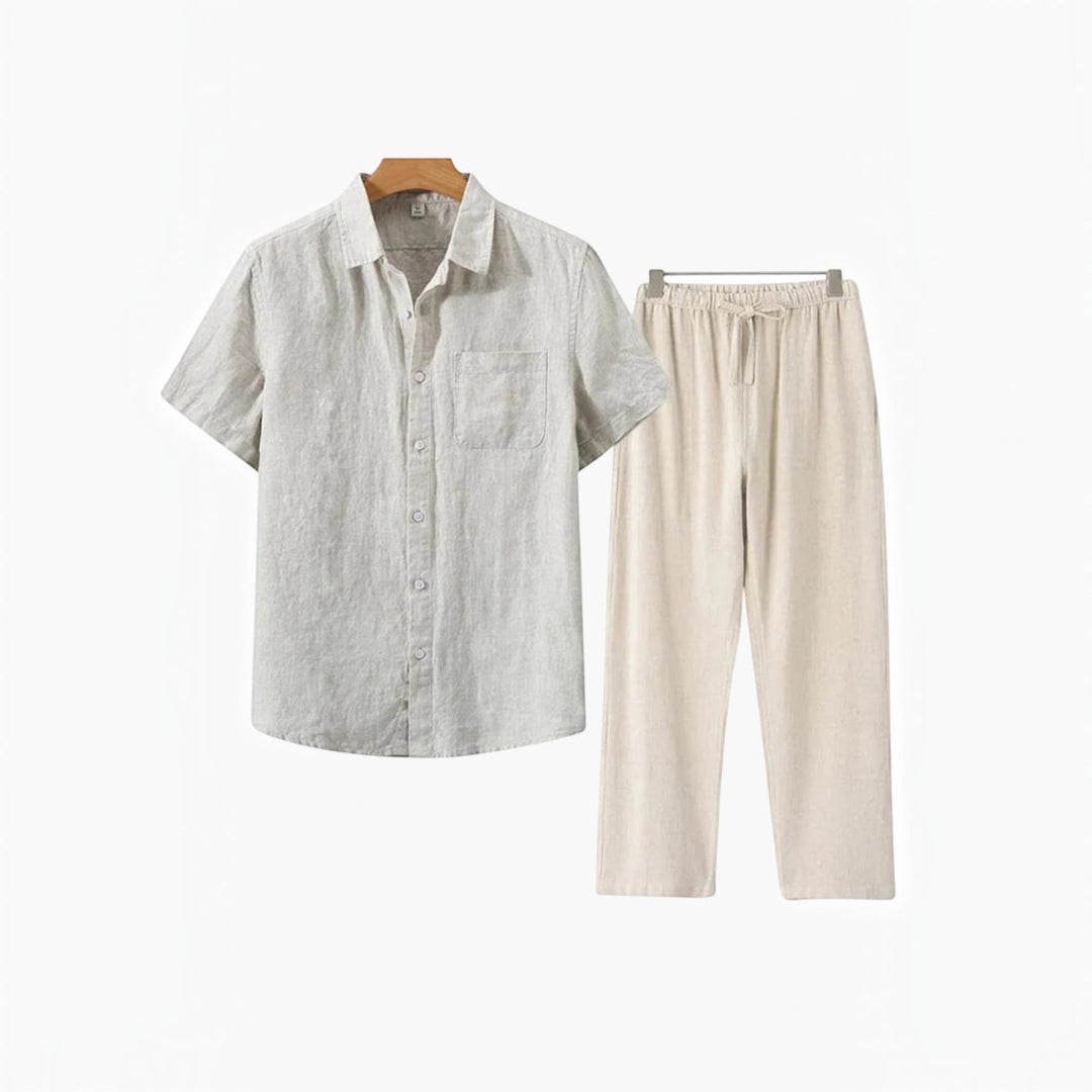 Men's comfortable matching shirt and shorts set, offering ultimate summer style for any casual occasion.