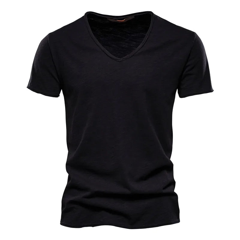 Cool & comfortable men's relaxed V-neck shirt for summer. Perfect for casual short sleeve style.