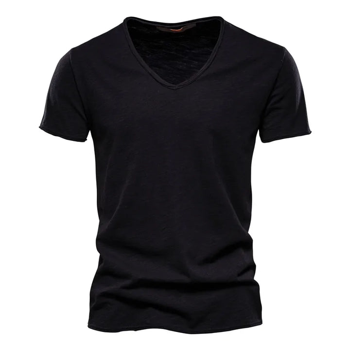 Cool & comfortable men's relaxed V-neck shirt for summer. Perfect for casual short sleeve style.