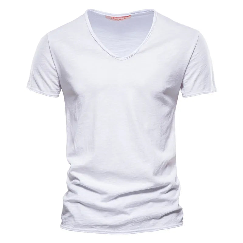 Versatile men's relaxed V-neck shirt, an essential for cool, comfortable & stylish summer fashion.