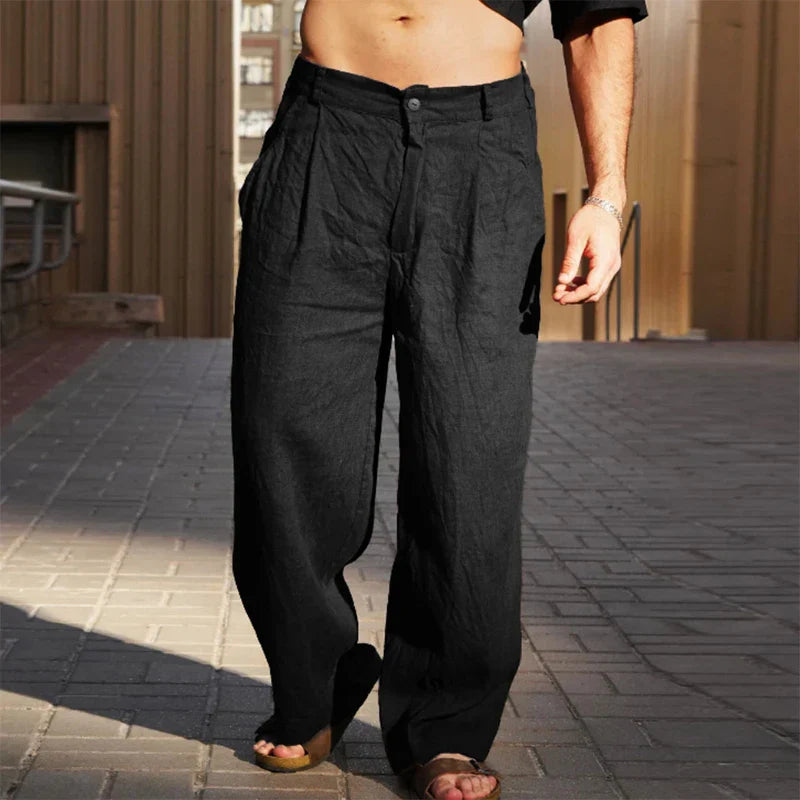 Men's Relaxed Chinos, wide-leg cut for ultimate comfort and a fashionable, laid-back summer look.
