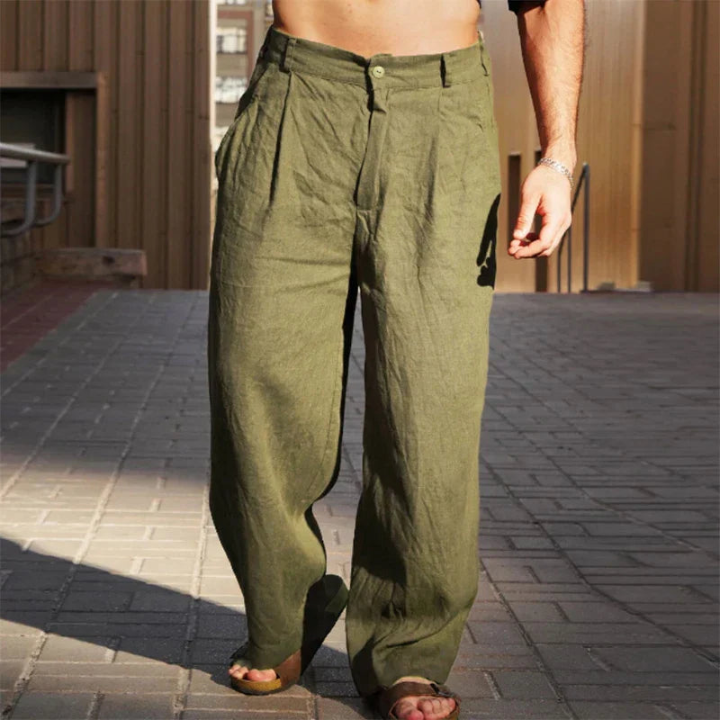 Durable Men's Wide-Leg Chino Pants in a versatile color, offering a relaxed fit for everyday wear.