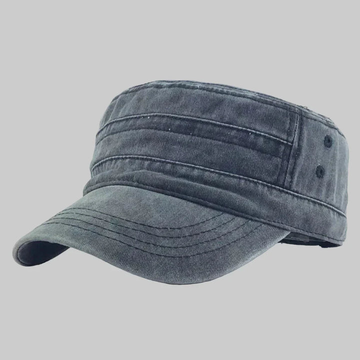Black Men's Retro Army Beanie, military style winter hat. Classic design with an adjustable fit for casual wear.