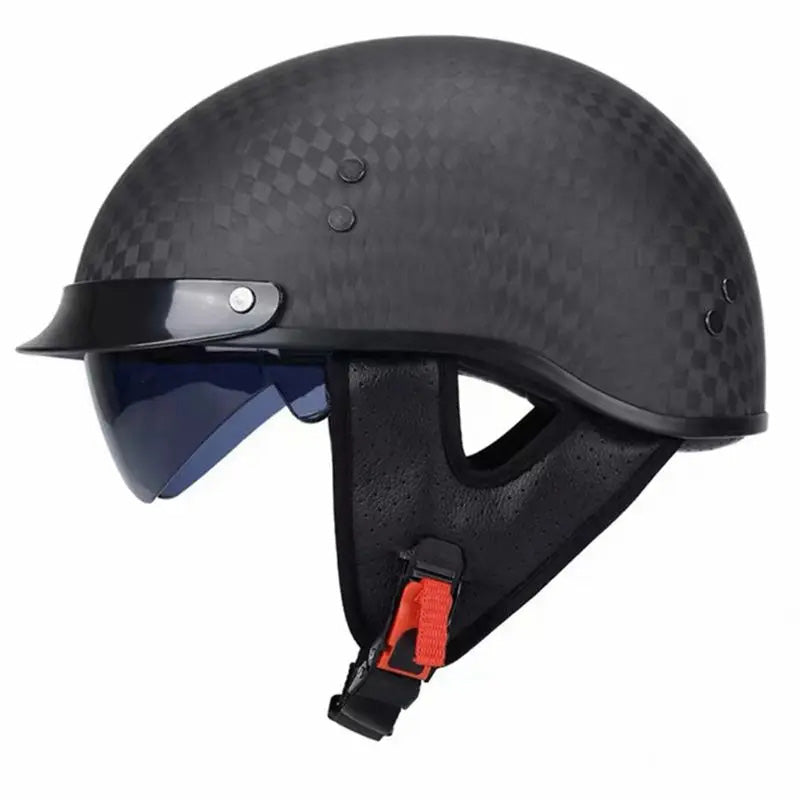 Durable and stylish retro mens motorcycle helmet, carbon fiber build