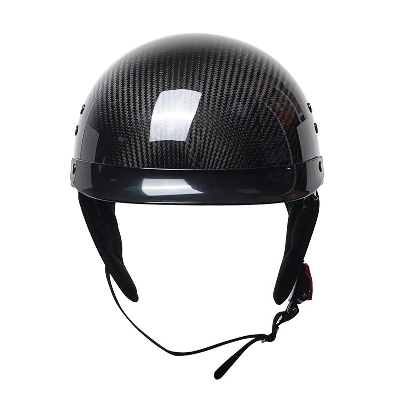 Lightweight carbon fiber half-face helmet for men, vintage motorcycle style
