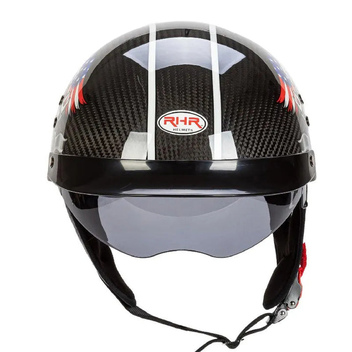 DOT and ECE approved black carbon fiber half-face motorcycle helmet
