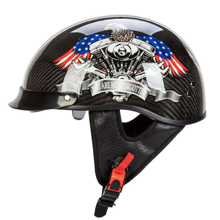 Secure carbon fiber half-face helmet, essential motorcycle safety gear