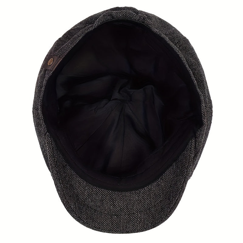 Gift-ready men's retro herringbone flat cap, a perfect vintage style present for classic headwear lovers.