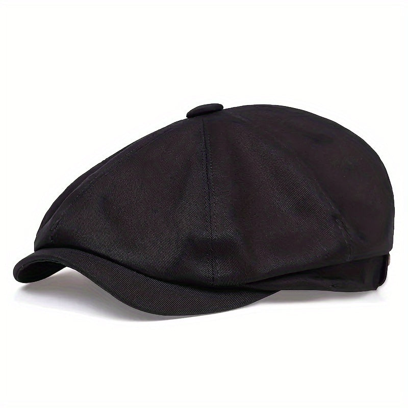 Back view of men's retro herringbone flat cap, highlighting the refined vintage look & comfortable fit.