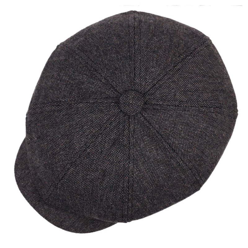 Interior view of a men's herringbone flat cap, showing comfortable lining & quality vintage construction.