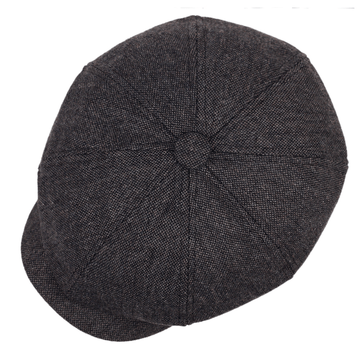 Interior view of a men's herringbone flat cap, showing comfortable lining & quality vintage construction.