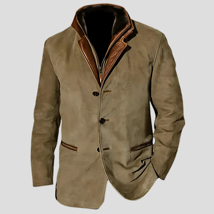 Stylish men's retro jacket, a classic contrast collar outerwear piece for any season's casual fashion.