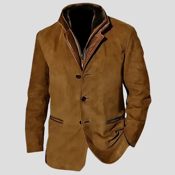 Men's retro style jacket featuring a distinct contrast collar, ideal classic outerwear for spring and autumn.