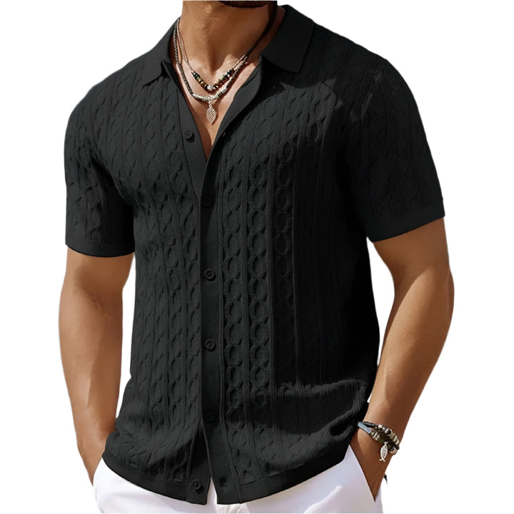 Stylish and comfortable men's jacquard knit polo shirt