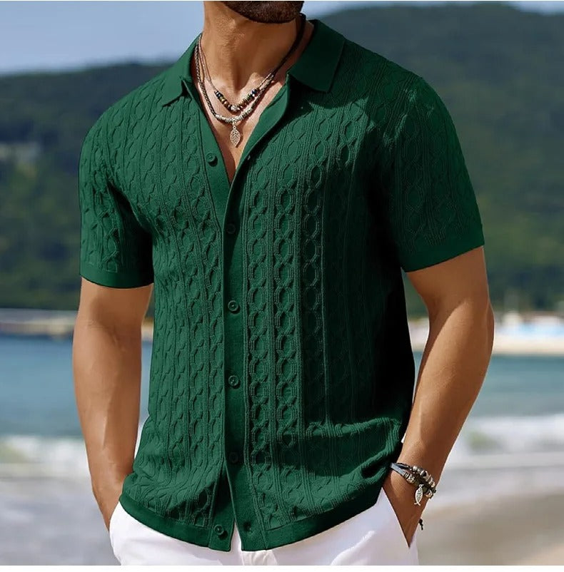 Versatile men's top: comfortable and stylish jacquard knit polo