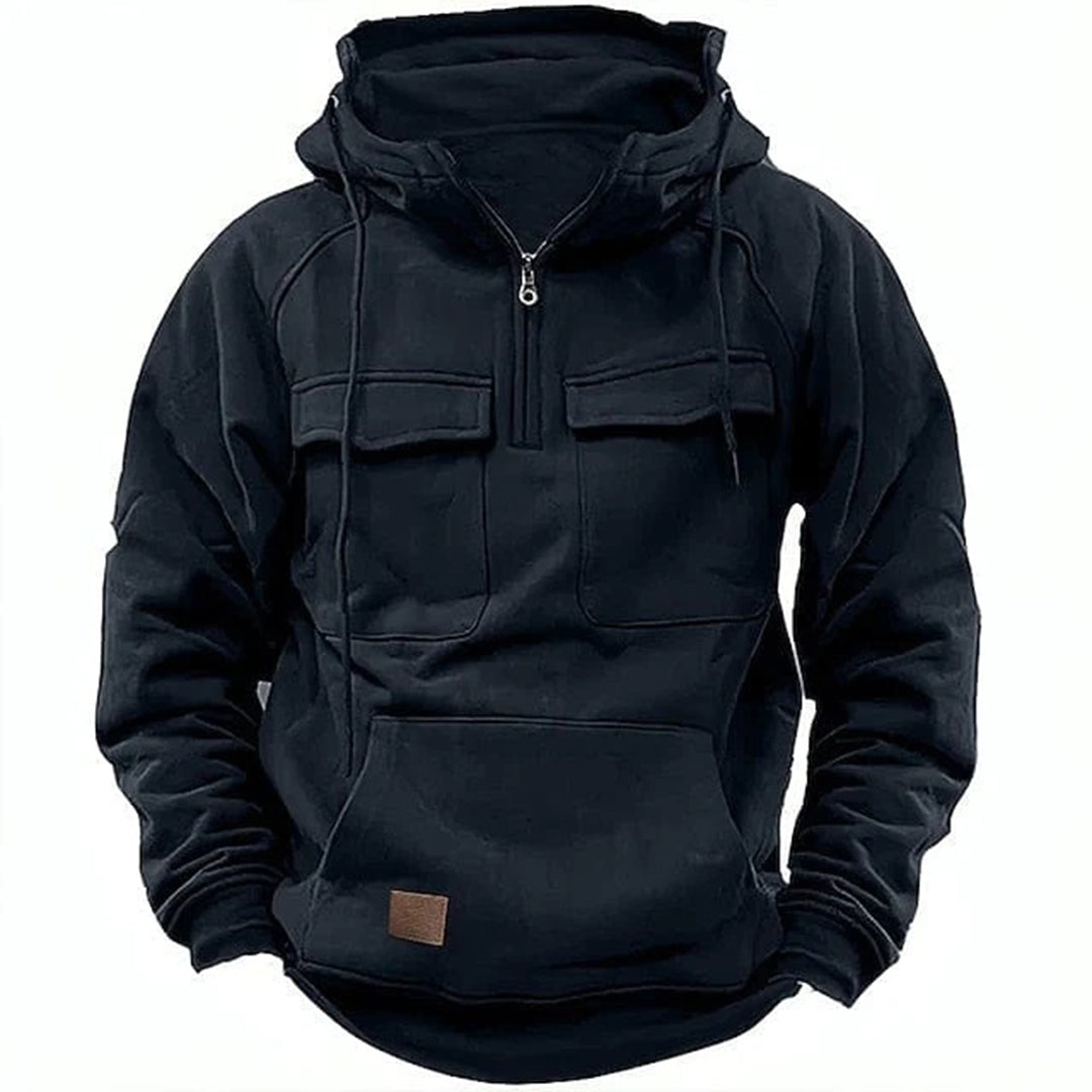 Comfortable men's zipper hoodie. Retro motorcycle style for rugged everyday wear and urban fashion.