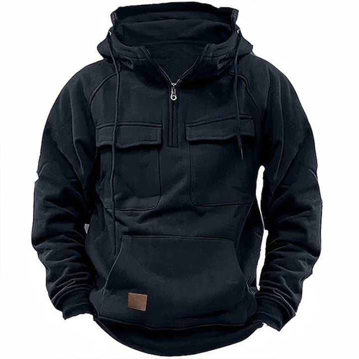 Comfortable men's zipper hoodie. Retro motorcycle style for rugged everyday wear and urban fashion.